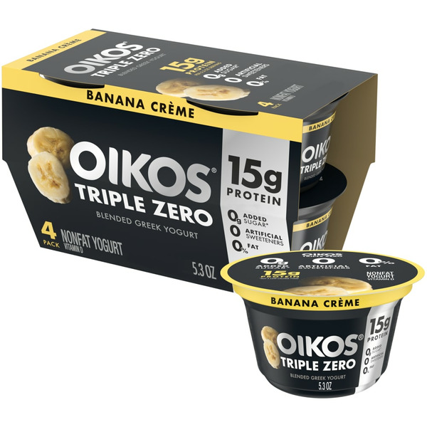 Oikos Banana Creme 15g Protein, Nonfat Greek Yogurt Cup Same-Day