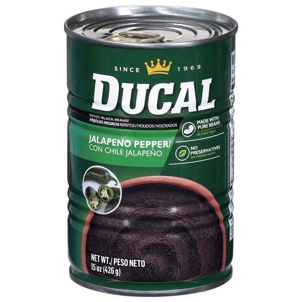 Ducal Refried Black Beans with Jalapeno Pepper