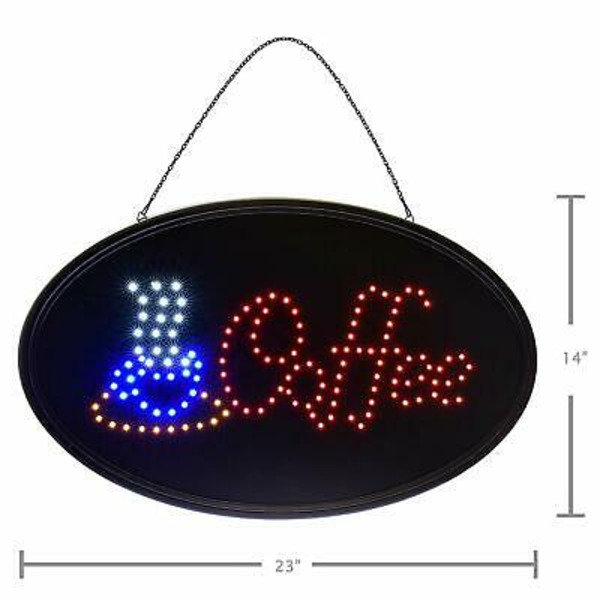 Alpine Industries LED Coffee Sign, Oval, 23 x 14