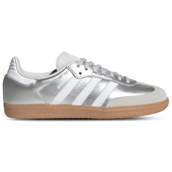 adidas Kids' Grade School Samba OG Shoes, Size 6, Medium/D - Silver Met./Ftwr White/Gum 2