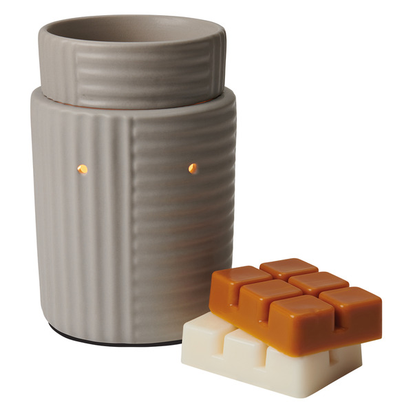 ALDI Huntington Home Candle Wax Warmer Set Ridges Grey SameDay