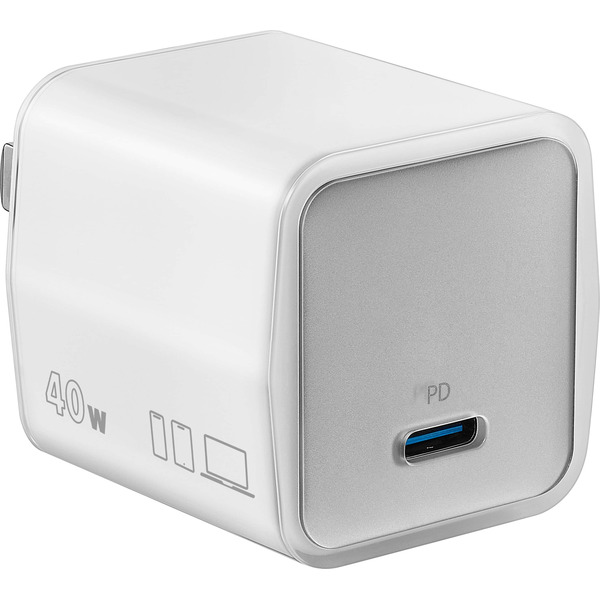 Insignia 40W Foldable Compact USB-C Port Wall Charger - White