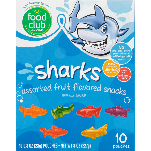Food Club Fruit Flavored Snacks, Assorted, Sharks (10 each) Instacart