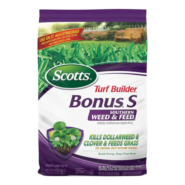 Scotts Turf Builder 17.24 Lbs. 5,000 Sq. Ft. Bonus S Southern Weed & Feed2, Weed Killer Plus Dry Lawn Fertilizer