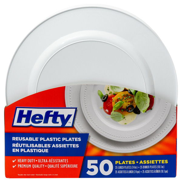 Hefty Reusable Plastic Lunch & Dinner Plates