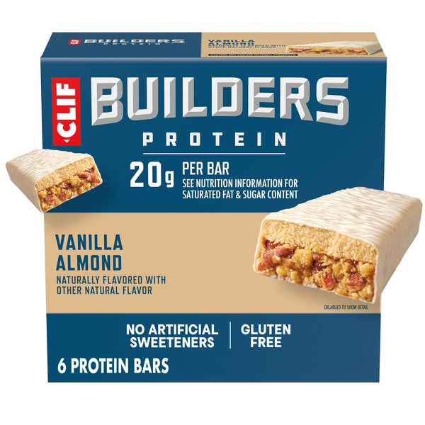 CLIF Builders Vanilla Almond Flavor Plant Based Protein Bars, Gluten Free 14.4 oz