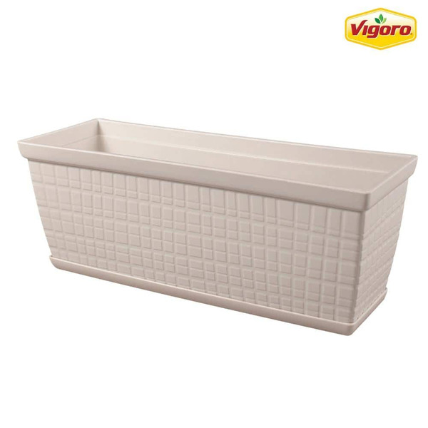 Vigoro Adeline Medium Ivory Recycled Plastic Window Planter Box (12.6 In. L X 4.6 In. W X 4.5 In. H)