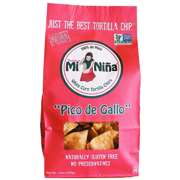 Mi Nina Tortilla Chips, White Corn, Pico De Gallo