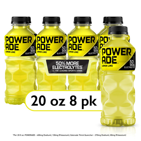 POWERADE Electrolyte Enhanced Sports Drinks with vitamins, Lemon Lime