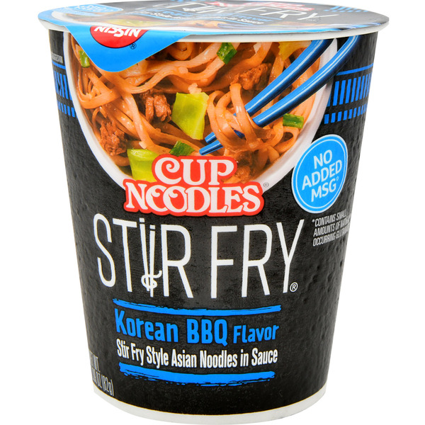 Nissin Cup Noodles Stir Fry Korean BBQ Flavor Asian Noodles in Sauce