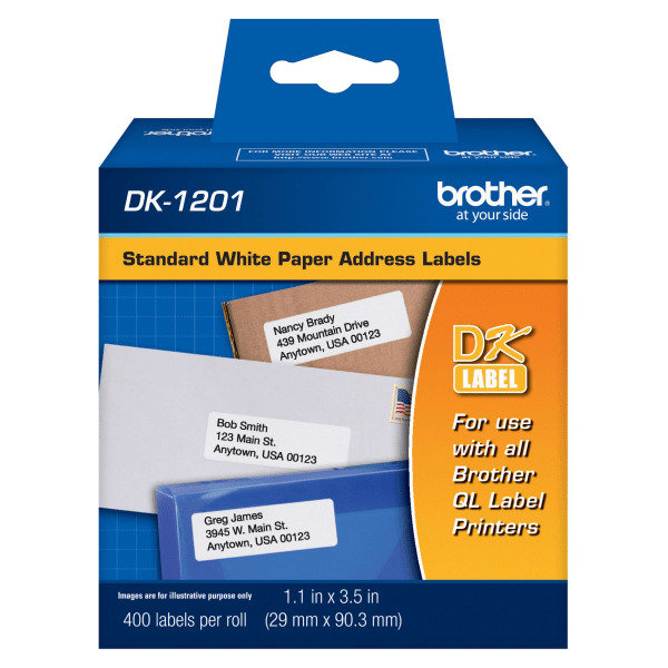 Brother 1.1" x 3.5"  DK1201 Die-Cut Standard Address White Paper Labels