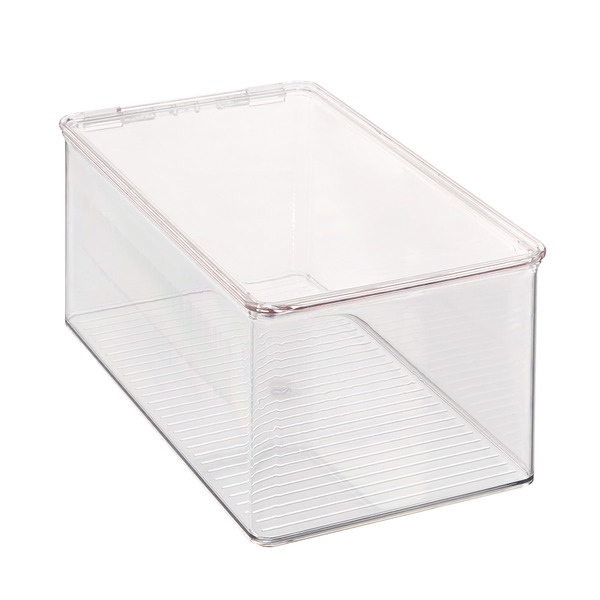 iDesign Hinged-Lid Stackable Shoe Box - Clear - 7-1/4" x 12-3/4" x 5" H