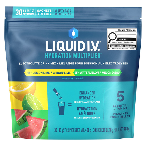Liquid I.V. Lemon Lime & Watermelon Hydration Multiplier Electrolyte Drink Mix Variety Pack