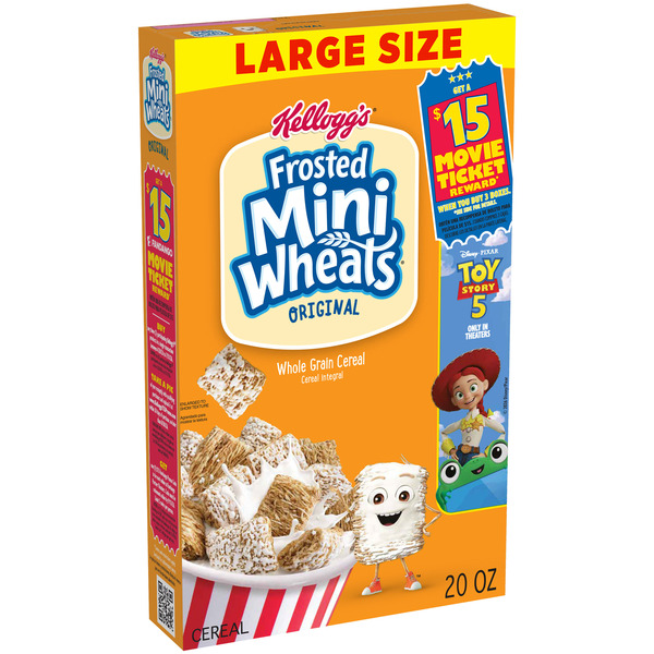 Kellogg's Frosted Mini-Wheats Breakfast Cereal, High Fiber, 48g Whole Grain, Large Size