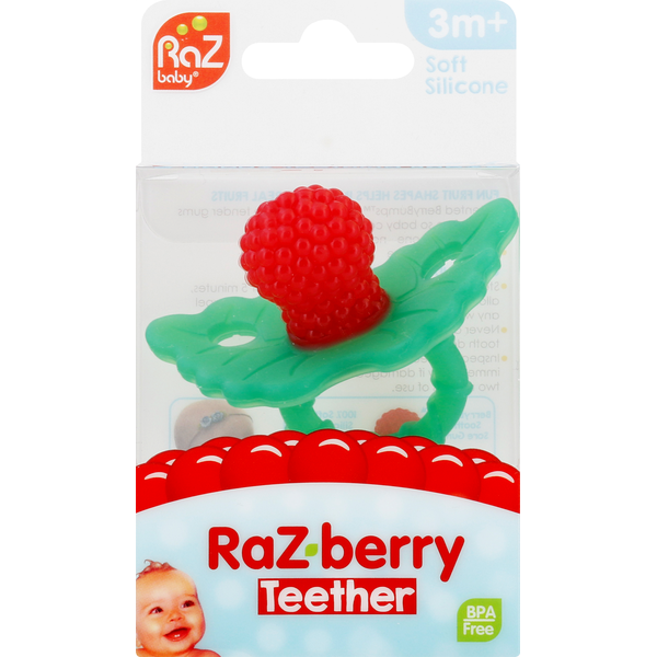 Razbaby Strawberry Teething Pacifier RaZbaby Teether, Raz-Berry