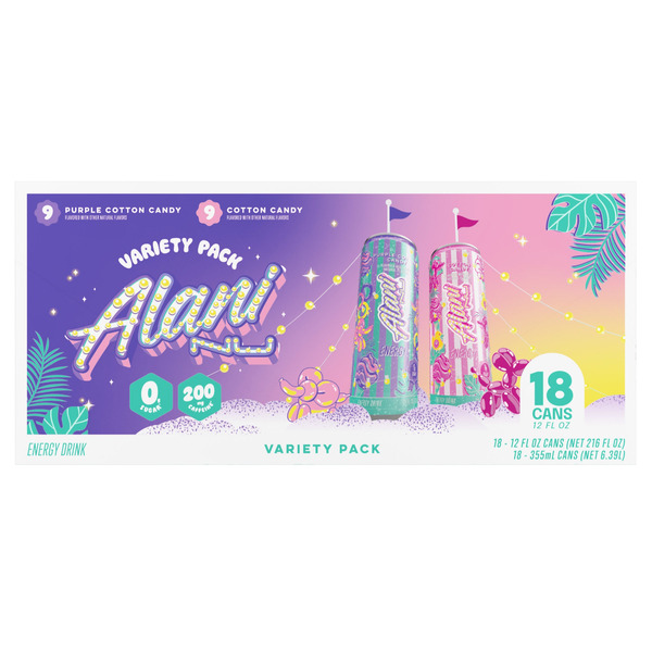 Alani Nu Energy Cotton Candy Variety Pack, 12 fl oz, 18-count