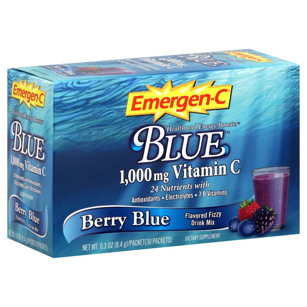 EmergenC Flavored Fizzy Drink Mix, Berry Blue (30 ct) Instacart