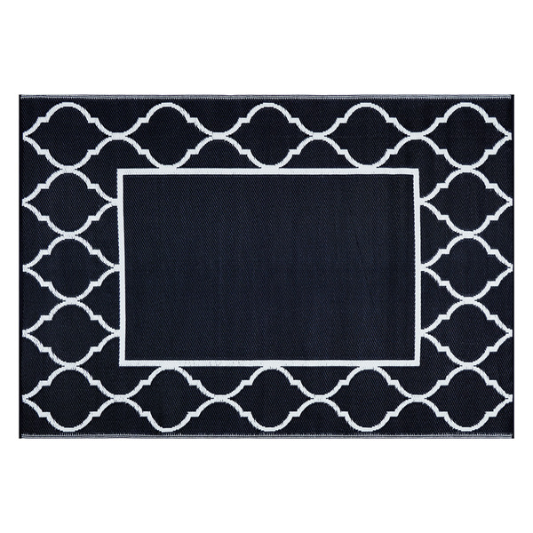 KIRKTON HOUSE 5'x7' Reversible Indoor/Outdoor Rug - Navy Border