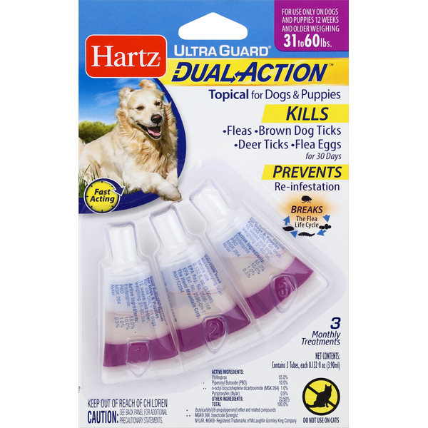 ShopRite Hartz Dual Action Topical, for Dogs Puppies, 31 to 60