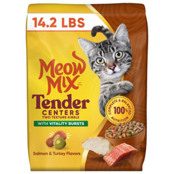Meow Mix Tender Centers Vitality Bursts, Salmon & Turkey Flavor, Dry Cat Food