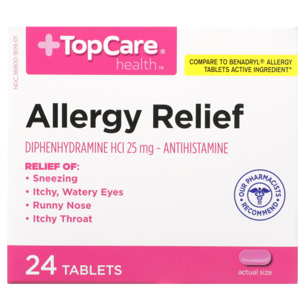 Top Care Allergy Relief Diphenhydramine Hcl 25 Mg Antihistamine