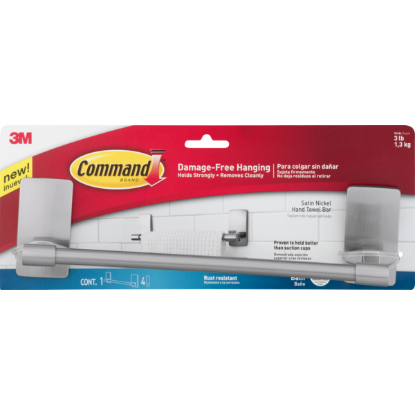 3M Command 3M DamageFree Hanging Satin Nickel Hand Towel Bar (1 ct