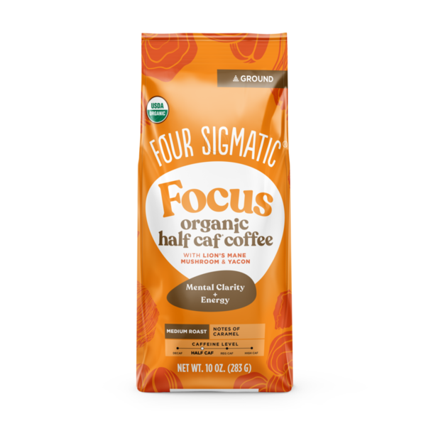 Four Sigmatic Focus Organic Half Caf Ground Coffee With Lion's