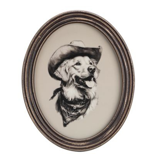 Red Shed 10 in. Dog Cowboy Framed, 90243279