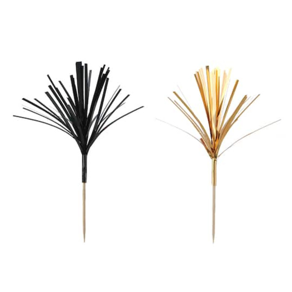 Makery Burst Cupcake Toppers - Black & Gold