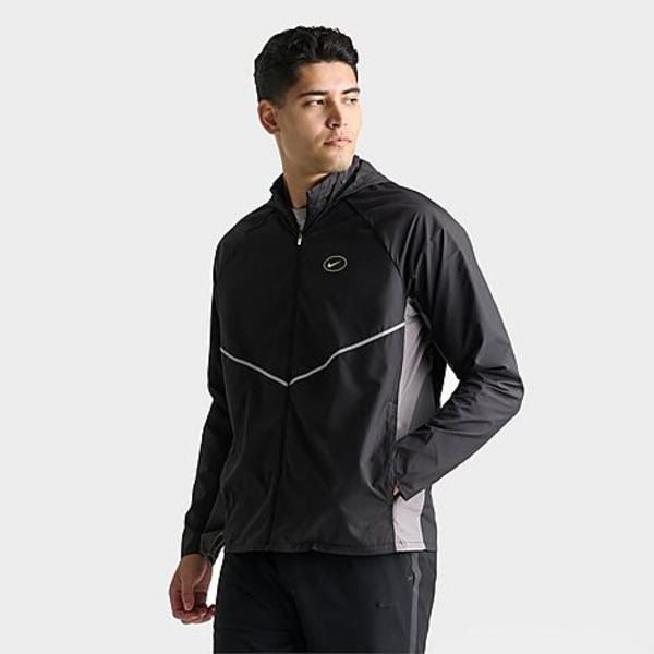 Nike Men's Miler UV Protection Track Jacket, L - Black/Flat Pewter/Volt