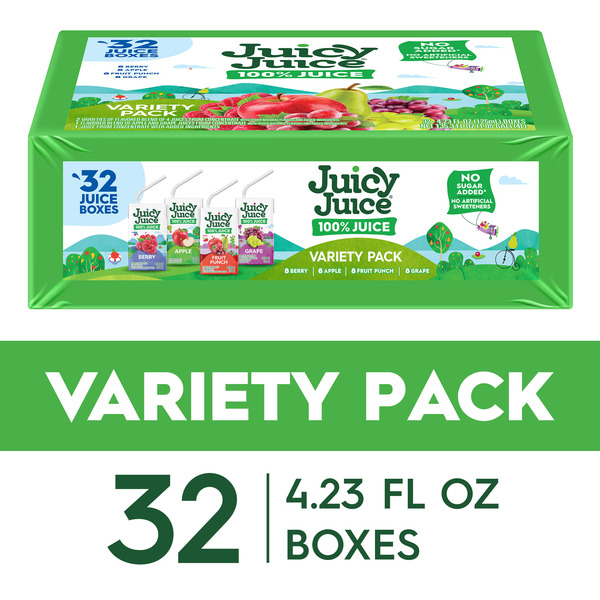 Juicy Juice 100% Juice, Shelf Stable Juice Box Variety Pack, 32