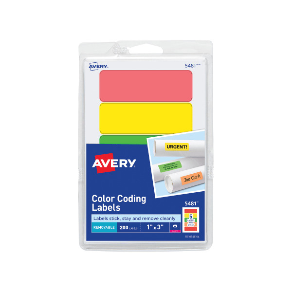 Avery 1" x 3" Removable Print or Write Color Coding Labels