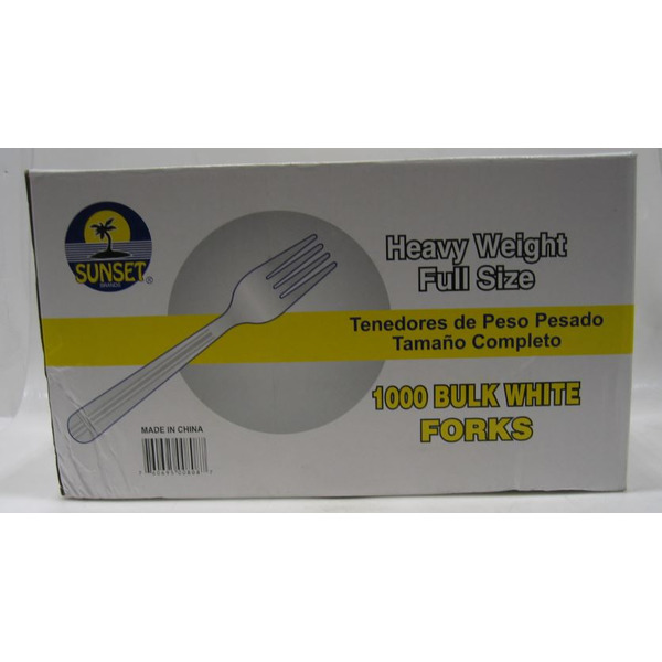Sunset - White Heavy Weight Plastic Forks - 1000 ct