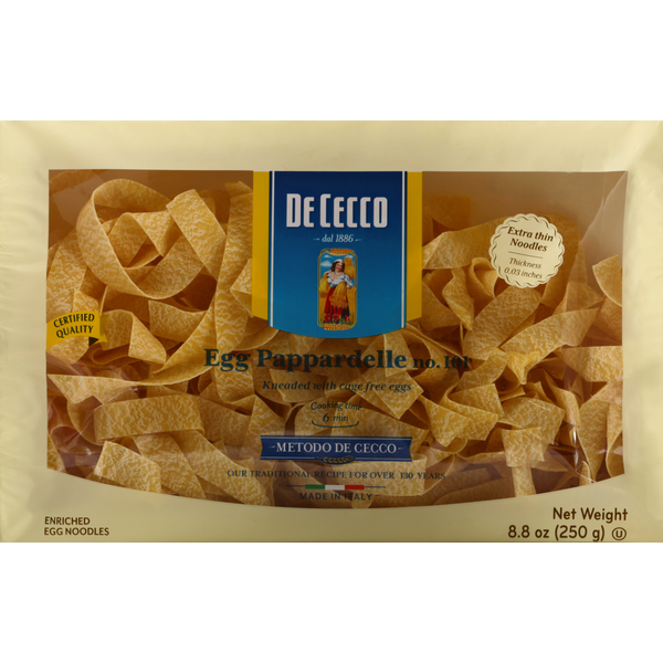 De Cecco Noodles, Egg Papardelle 101, Extra Thin
