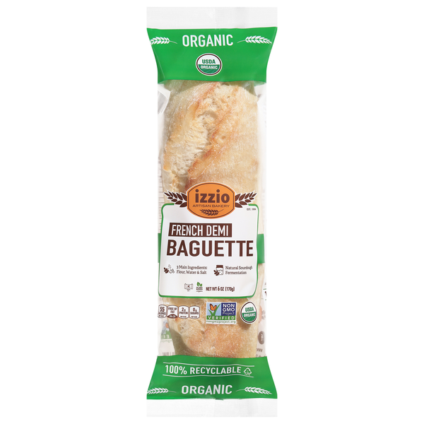 Izzio Artisan Bakery Organic French Demi Baguette