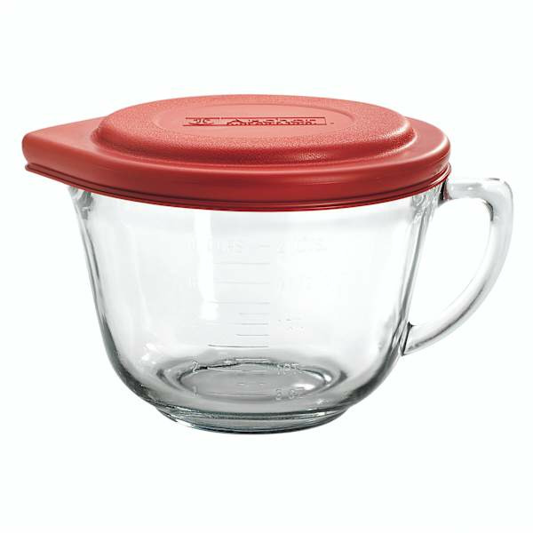 Anchor Hocking Batter Bowl with Red Lid, 2qt