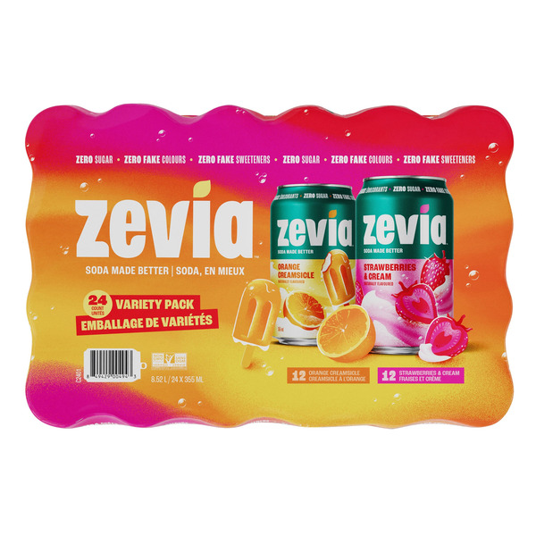 Zevia Zero Sugar Orange Creamsicle & Strawberries & Cream Soda Variety Pack