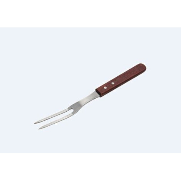 Kitchen Fork, 2-tine, 12" long, wood handle, stainless steel