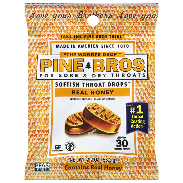 Ｗｏｏｄ  Ｎ  brothers   Prop  Shiner Pine Bros Softish Real Honey Throat Drops Same-Day Delivery or