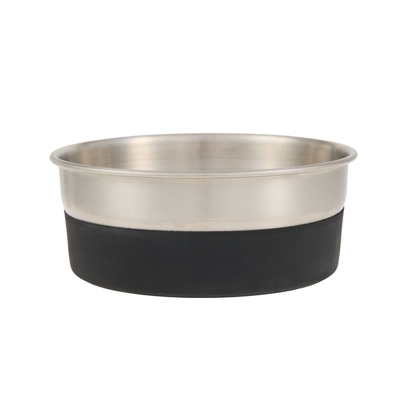 Top Paw Stainless Steel Dog Bowl with Black Rubber Base - Silver