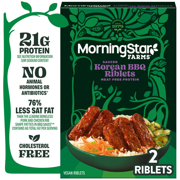 Morning Star Farms Korean BBQ Plant Based Sauced Riblets, Vegan Meat