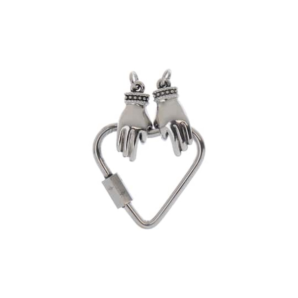 Bead Landing Found Objects Holding Hands Heart Screw-Clasp Charm Connector