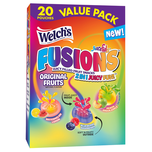 Welch's Juice Filled, Fusions, Watermelon Lemon/Blueberry Raspberry/Peach Green Apple