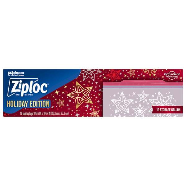Ziploc Holiday Freezer Bags, Reusable, Easy Open Tabs Same-Day