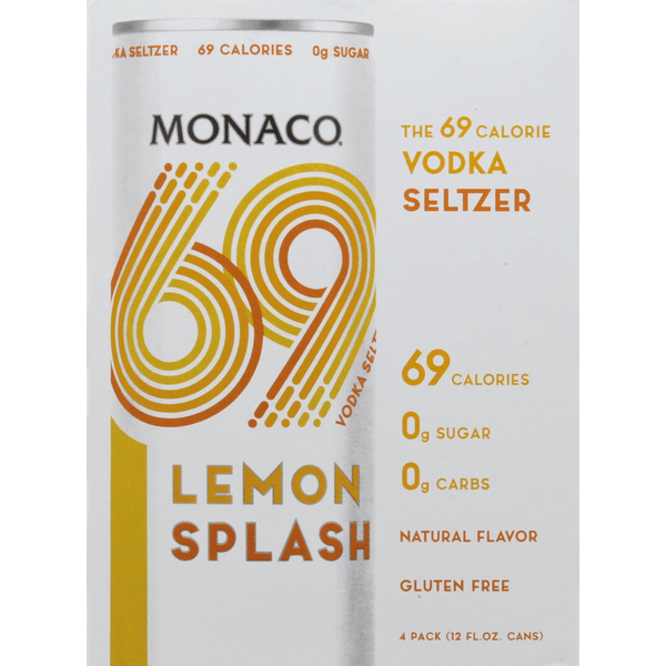Monaco Vodka Seltzer, Lemon Splash, 4 Pack Same-Day Delivery or