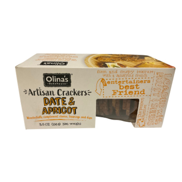 Olina's Bakehouse Artisan Crackers, Date & Apricot