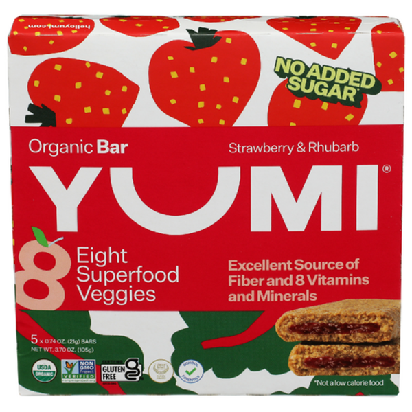 Yumi Organic Strawberry & Rhubarb Superfood Veggie Bars 5 Pack