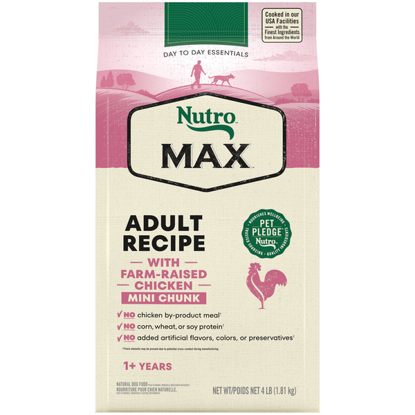 NUTRO Max Adult Mini Chunk Dry Dog Food with Farm-Raised Chicken, 4 lb. Bag
