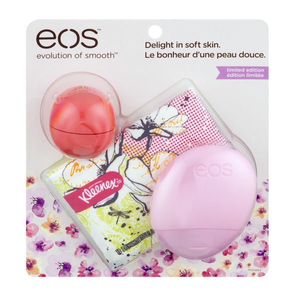 eos Lip Balm Pink Grapefruit, Hand Lotion Berry Blossom, Kleenex Slim