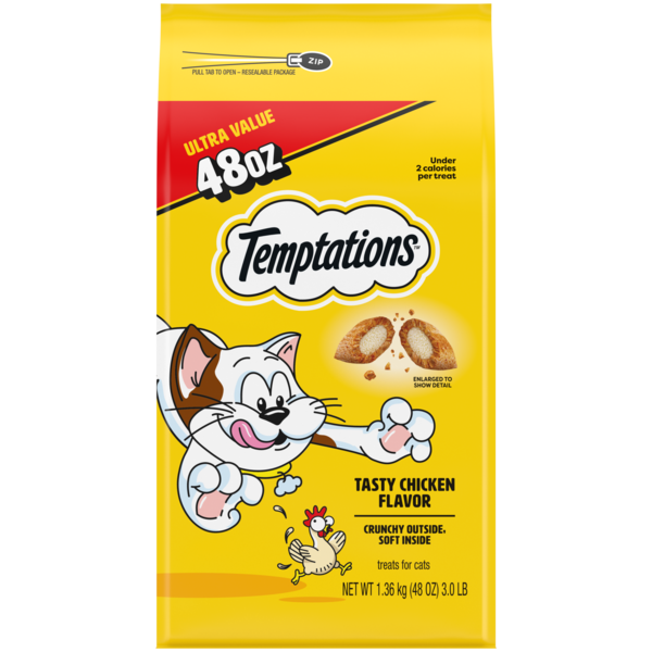 TEMPTATIONS Classic Crunchy and Soft Cat Treats Tasty Chicken